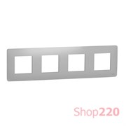 Рамка 4-постовая, алюминий, Unica New Schneider NU201030