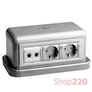 Напольная башенка для розеток, 12 модулей, серый, BUS ДКС 09070