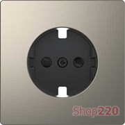 Накладка розетки электрической со шторками, никель (металл), Merten MTN2330-6050