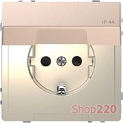 Розетка электрическая с крышкой, шампань (металл), Merten MTN2314-6051