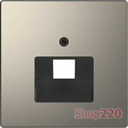 Накладка компьютерной розетки RJ45, одинарная, никель (металл), Merten MTN4521-6050