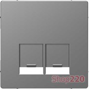 Накладка компьютерной розетки RJ45, двойная, нержавеющая сталь, Merten MTN4572-6036