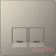 Накладка компьютерной розетки RJ45, двойная, никель (металл), Merten MTN4572-6050