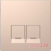 Накладка компьютерной розетки RJ45, двойная, шампань (металл), Merten MTN4572-6051