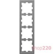 Рамка 4 поста, нержавеющая сталь, Merten MTN4040-6536