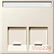 Накладка компьютерной розетки RJ45, двойная, бежевый, Merten MTN469944
