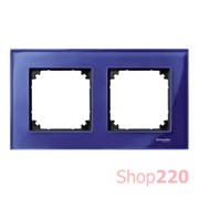 Рамка 2 поста, синий сапфир, Merten M-Elegance Стекло MTN4020-3278