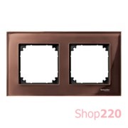 Рамка 2 поста, коричневый махагон, Merten M-Elegance Стекло MTN4020-3215