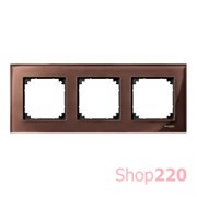 Рамка 3 поста, коричневый махагон, Merten M-Elegance Стекло MTN4030-3215