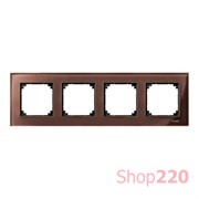 Рамка 4 поста, коричневый махагон, Merten M-Elegance Стекло MTN4040-3215