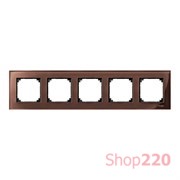 Рамка 5 постов, коричневый махагон, Merten M-Elegance Стекло MTN4050-3215