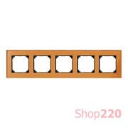 Рамка 5 постов, оранжевый кальцит, Merten M-Elegance Стекло MTN404502