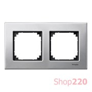 Рамка 2 поста, платина-серебро, Merten M-Elegance Металл MTN403260