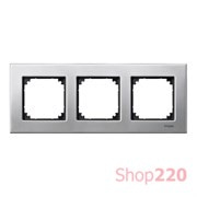 Рамка 3 поста, платина-серебро, Merten M-Elegance Металл MTN403360