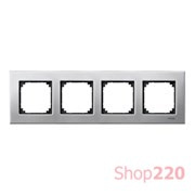 Рамка 4 поста, платина-серебро, Merten M-Elegance Металл MTN403460