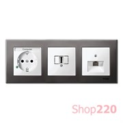 Рамка 3 поста, серый родий, Merten M-Elegance Металл MTN403314