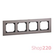 Рамка 4 поста, серый родий, Merten M-Elegance Металл MTN403414