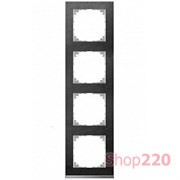 Рамка 4 поста, сланец/алюминий, Merten M-Pure MTN4040-3669