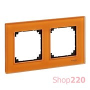 Рамка 2 поста, оранжевый кальцит, Merten M-Elegance Стекло MTN404202