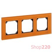 Рамка 3 поста, оранжевый кальцит, Merten M-Elegance Стекло MTN404302