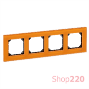 Рамка 4 поста, оранжевый кальцит, Merten M-Elegance Стекло MTN404402