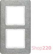 Рамка 2 поста, вертикальная, нержавеющая сталь, Q.7 Berker 10126083
