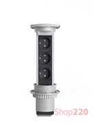 Выдвижной блок мебельных розеток, алюминий/черный, Versapull ASA 060.06F.00001