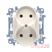 Розетка двойная без заземления, модуль, кремовый, SIMON10