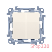 Выключатель двойной с подсветкой, кремовый, SIMON10