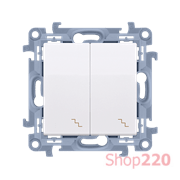 Выключатель проходной двойной с подсветкой, белый, SIMON10