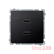 Розетка USB зарядка, двойная, 2.1А, графит, Basic Simon