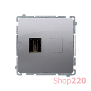 Розетка HDMI, серебро, Basic Simon