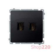 Розетка двойная HDMI, графит, Basic Simon