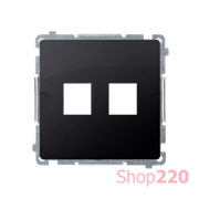 Розетка информационная прямая под 2xRJ45 Keystone, с суппортом, графит, Basic Simon