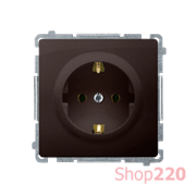 Розетка электрическая с заземлением со шторками, шоколад, Basic Simon