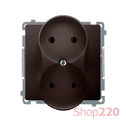 Розетка электрическая двойная без заземления, модуль, шоколад, Basic Simon