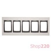 Рамка пятерная, металл нержавеющая сталь Янь, SIMON54 NATURE