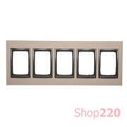 Рамка пятерная, металл сатиновый мрак, SIMON54 NATURE
