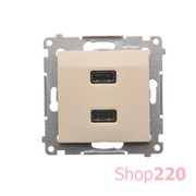 Розетка USB для зарядки, двойная, 2.1А, кремовый, SIMON54