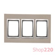 Рамка тройная, бетон светлый серебро, SIMON54 NATURE