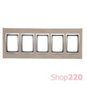 Рамка пятерная, бетон светлый серебро, SIMON54 NATURE