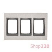 Рамка тройная, металл нержавеющая сталь Янь, SIMON54 NATURE