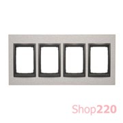 Рамка четверная, металл нержавеющая сталь Янь, SIMON54 NATURE