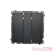 Выключатель тройной, графит, Basic Simon