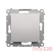 Выключатель одинарный проходной, серебро, SIMON54
