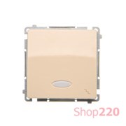 Выключатель одинарный проходной с подсветкой, бежевый, Basic Simon