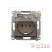 Розетка электрическая IP44 с заземлением со шторками, с прозрачной крышкой, кремовый, SIMON54