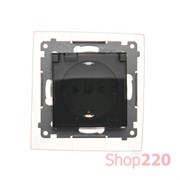 Розетка электрическая IP44 с заземлением со шторками, с прозрачной крышкой, антрацит, SIMON54