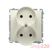 Розетка электрическая двойная без заземления, модуль, бежевый, Basic Simon
