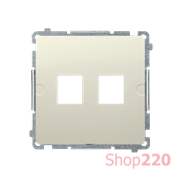 Розетка информационная прямая под 2xRJ45 Keystone, с суппортом, бежевый, Basic Simon